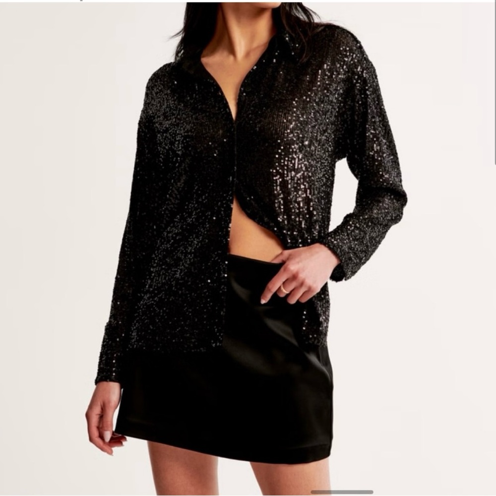 Abercrombie Long Sleeve Sequin Button-Up Shirt